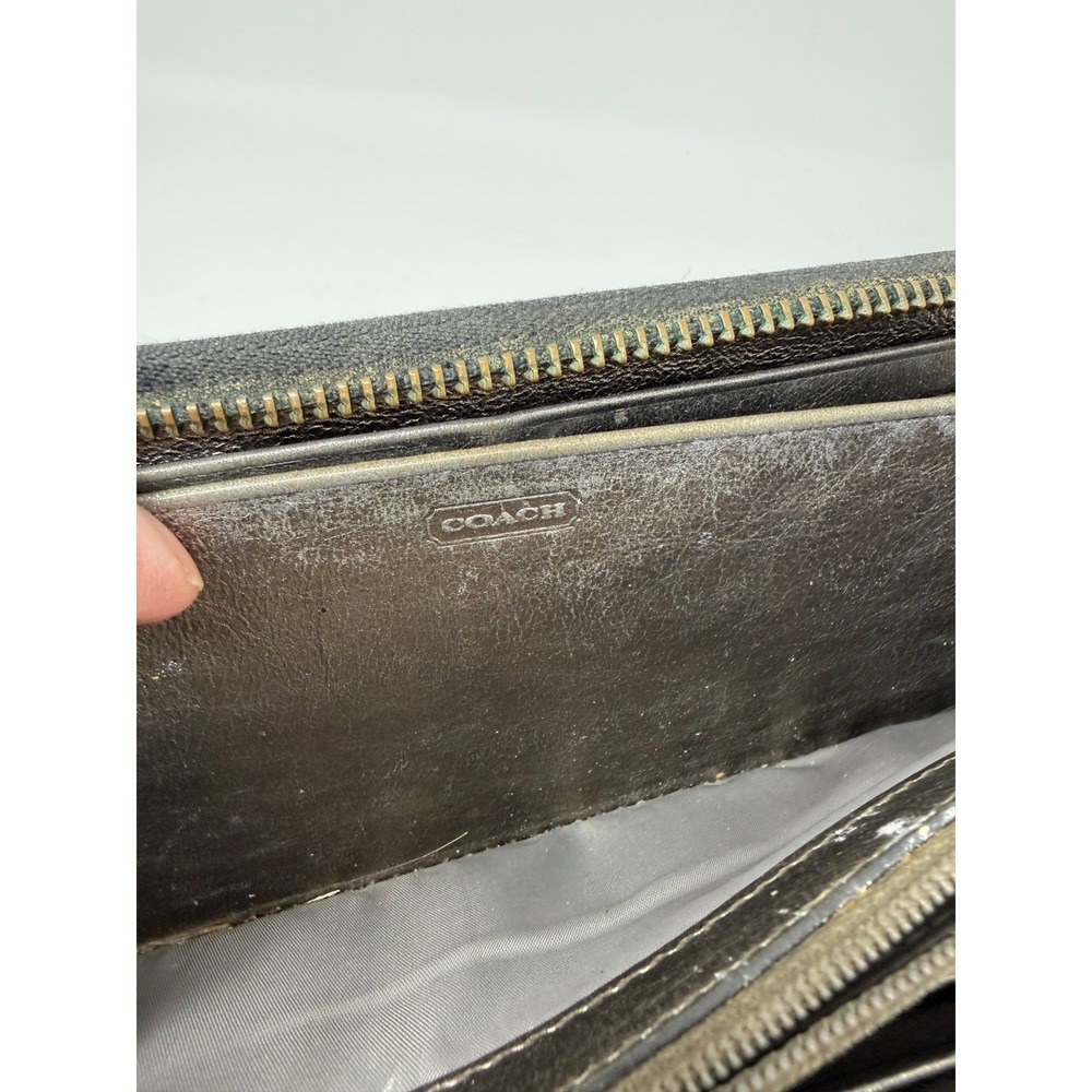 COACH Crocodile Embossed Leather Accordion Black Wallet 8‎ inches - Picture 11 of 16